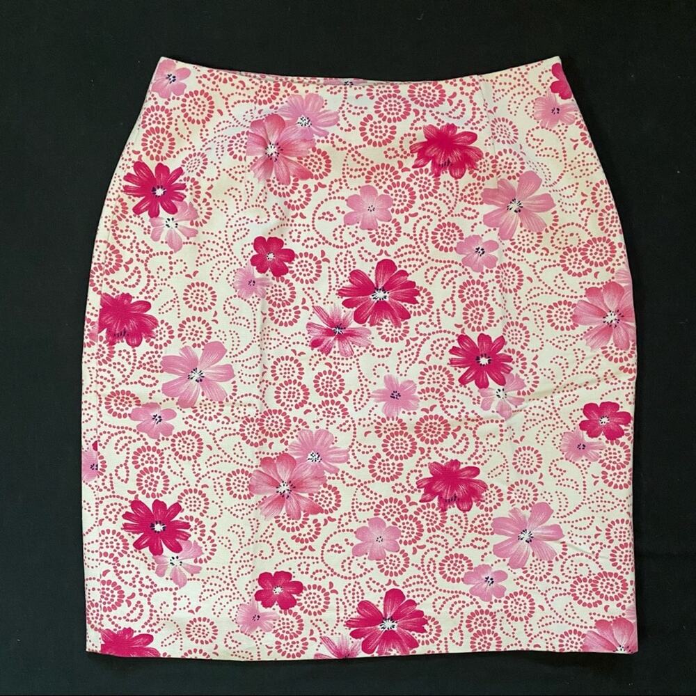 Ann Taylor Pink Floral Pencil Skirt